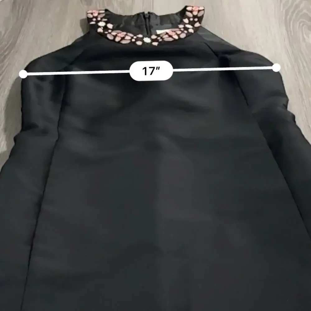 Kate Spade Dress By The Pool Black Mosaic Floral Embroidered Shift Dress Size 10